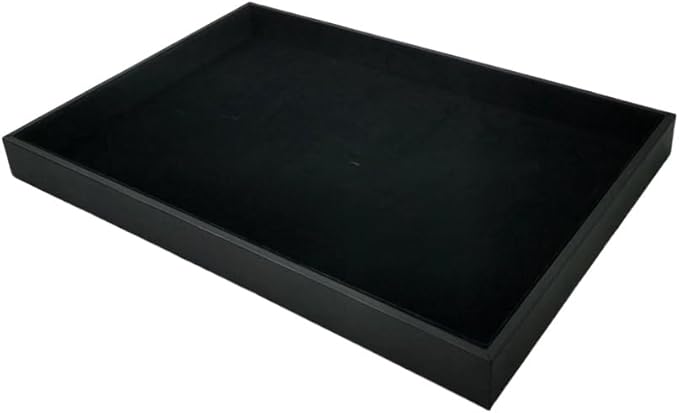 Jewelry Tray Black Velvet Stackable Jewelry Display Tray Storage Organizing Trays Empty Plate (13.78" L x 9.45" W x 1.18" H in) (1)