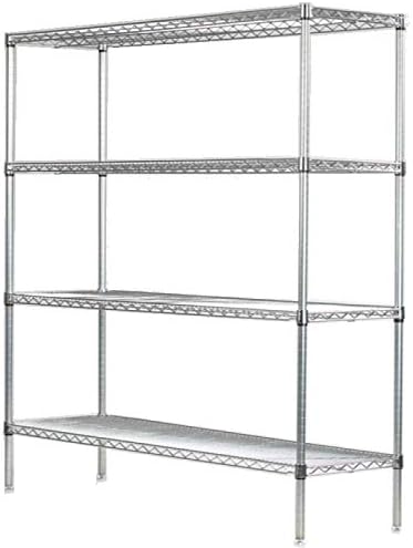 Omega 4 Tier Shelving Unit Heavy Duty NSF Wire Shelf Metal Large Storage Shelves Adjustable, Commercial Grade Steel Utility Layer Shelf Rack Storage,21L x 30W x 96H Inch Chrome