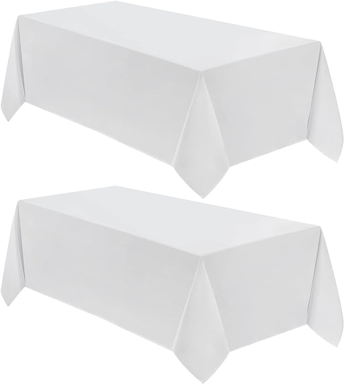 VidaFete Tablecloth 90 * 156inch 2pack Rectangle Table Cloth Polyester, Stain Wrinkle Resistant Dining Table Cover for Kitchen Dinning Party Wedding Rectangular Tabletop Buffet Decoration(White)