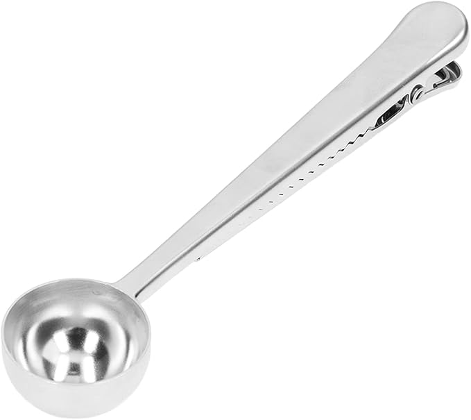 FLEXMAN Coffee Scoop with Clip, 2 in 1 Modern Design Stainless Steel Teaspoon Scoop, Sealing Function Spoon for Home, Restaurant, Office, Daily Coffee Life