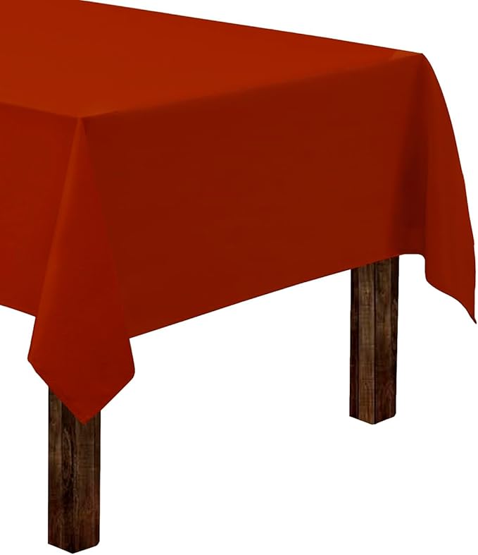 Gee Di Moda Rectangle Tablecloth - 60 x 102 Inch Burnt Orange Table Cloth for 6 Foot Rectangle Tables - Heavy Duty Washable Fabric - for Holiday Party, Dinner, Weddings, Baby Shower & Events