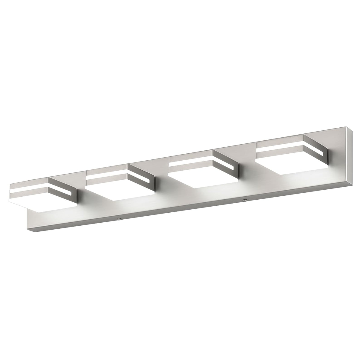 SineRise LED Modern Bathroom Vanity Light Fixtures, Modern Acrylic Bathroom Wall Lighting Fixtures Over Mirror, 4-Light, 30-Inch, Nickel, 100%-0% White