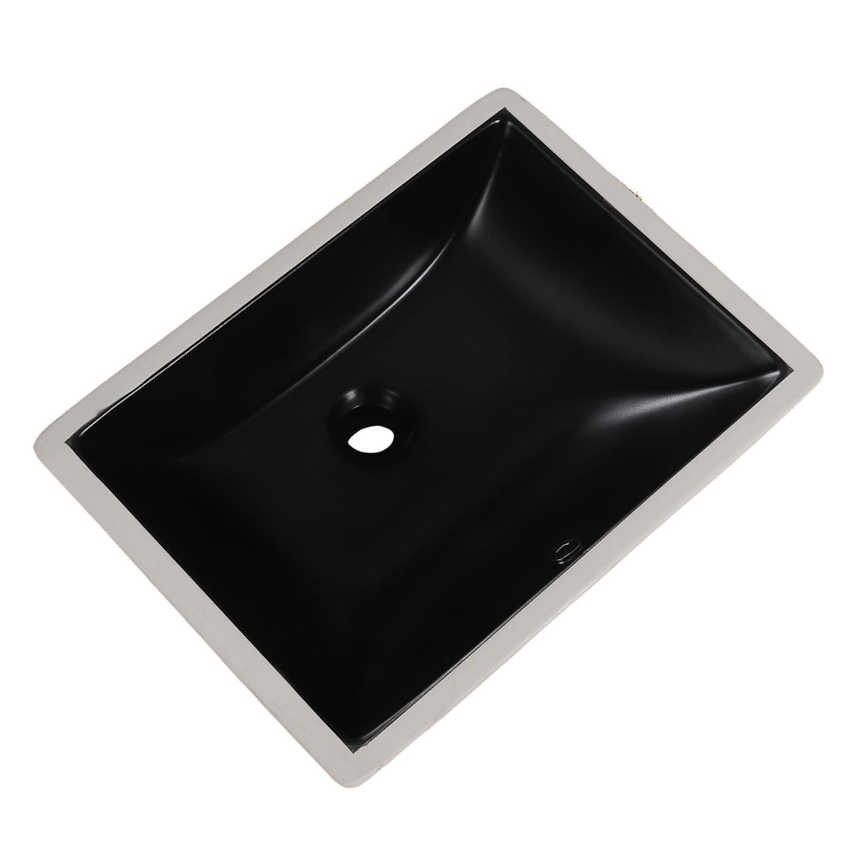 KMOEM Undermount Bathroom Sink 20x15 Inch Small Bathroom Sink Black Porcelain Ceramic Bathroom Under Counter Lavatory Vanity Sink Basin Rectangular Undermount Sinks with Overflow