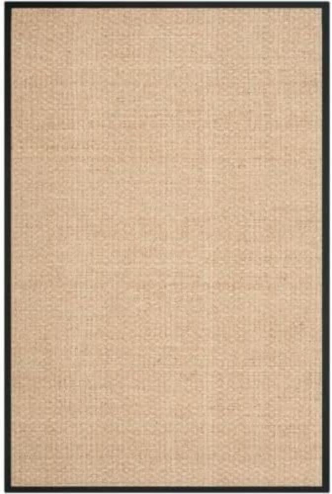 SAFAVIEH Area Rug 3x5 - Natural Fiber Collection - Natural & Black, Seagrass, Basketweave Pattern with Border (NF114C)