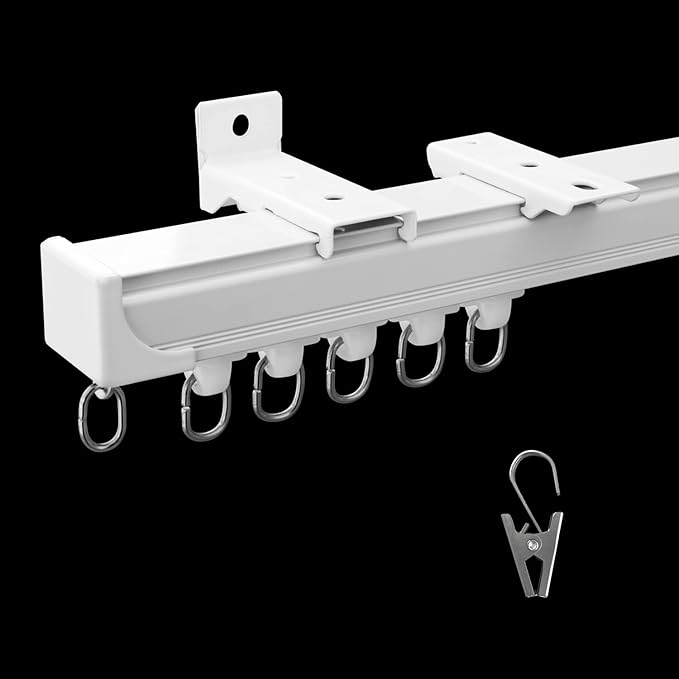 Curtain Tracks Ceiling Wall Mounted Heavy-Duty Curtains Rails Room Divider Curtain Track for Living Room Bedroom Room Shower Divider White 3ft To 9 ft…