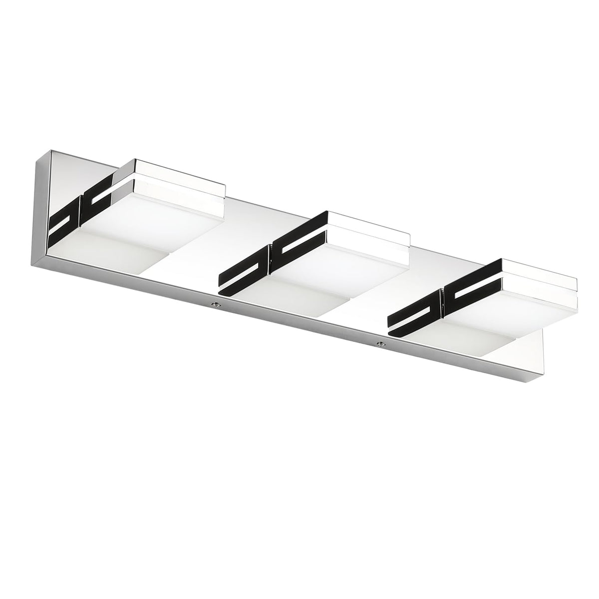 SineRise LED Modern Bathroom Vanity Light Fixtures, Modern Acrylic Bathroom Wall Lighting Fixtures Over Mirror, 3-Light, 24-Inch, Chrome, 100%-0% White