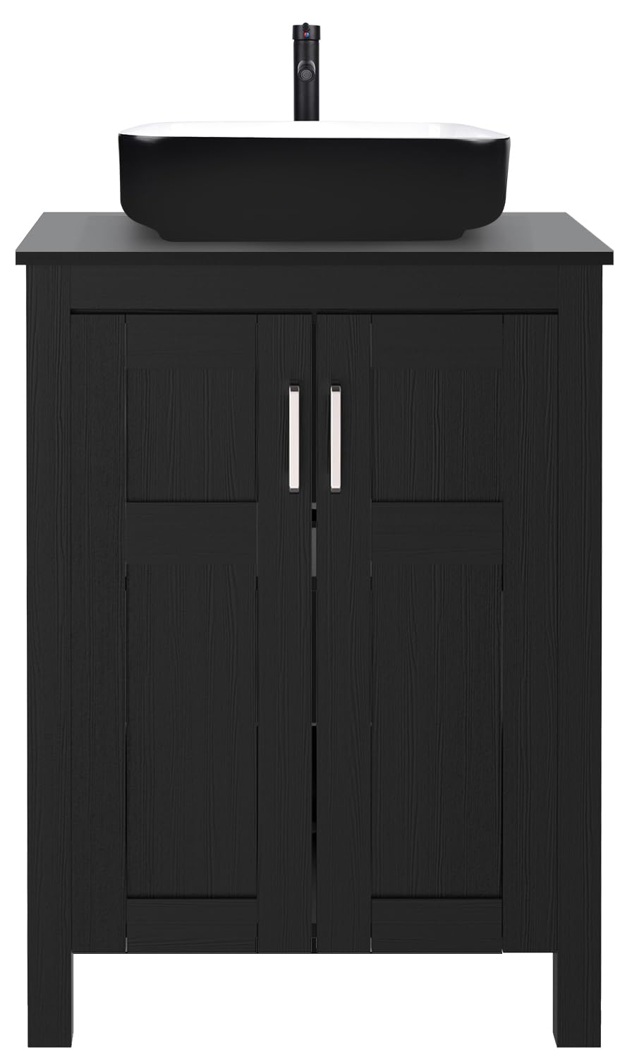 YOURLITE 24" Black Bathroom Vanity with Vessel Sink, White Black Sink