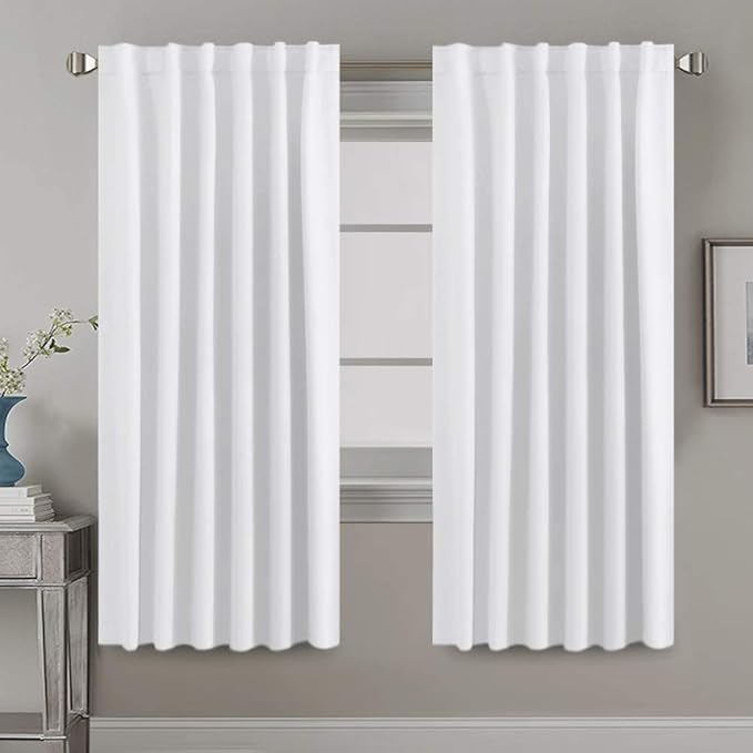 H.VERSAILTEX White Curtains Thermal Insulated Window Treatment Panels Room Darkening Privacy Assured Drapes for Living Room Back Tab/Rod Pocket Bedroom Draperies, 52 x 72 Inch, 2 Panels