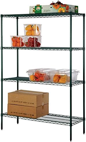 Omega 4 Tier Shelving Unit Heavy Duty NSF Wire Shelf Metal Large Storage Shelves Adjustable, Commercial Grade Steel Utility Layer Shelf Rack Storage,18L x 48W x 63H Inch Freezer
