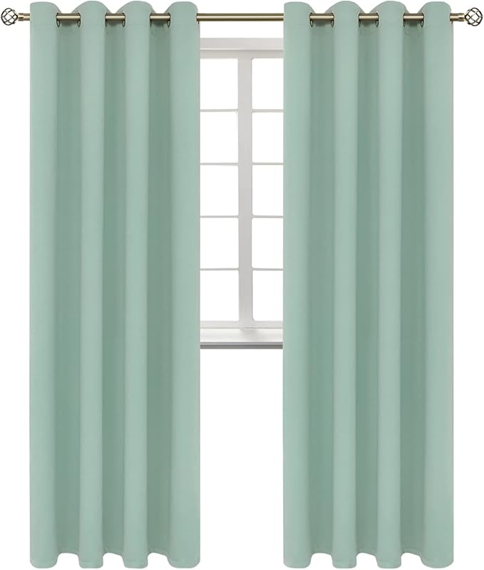 BGment Blackout Curtains - Grommet Thermal Insulated Room Darkening Bedroom and Living Room Curtains, Set of 2 Panels (52 x 95 Inch, Frosty Green)