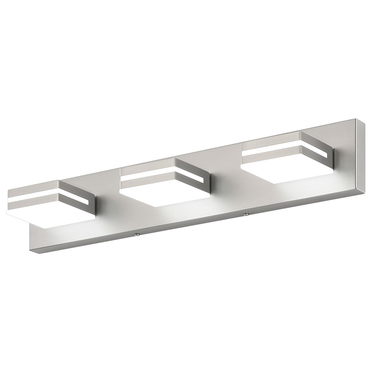 SineRise LED Modern Bathroom Vanity Light Fixtures, Modern Acrylic Bathroom Wall Lighting Fixtures Over Mirror, 3-Light, 24-Inch, Nickel, 100%-0% White