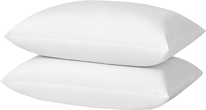 Goose Feathers and Down Pillows, Cotton Cover, Bed Sleeping Hotel Collection Pillows,Set of 2, Queen Size 20x28
