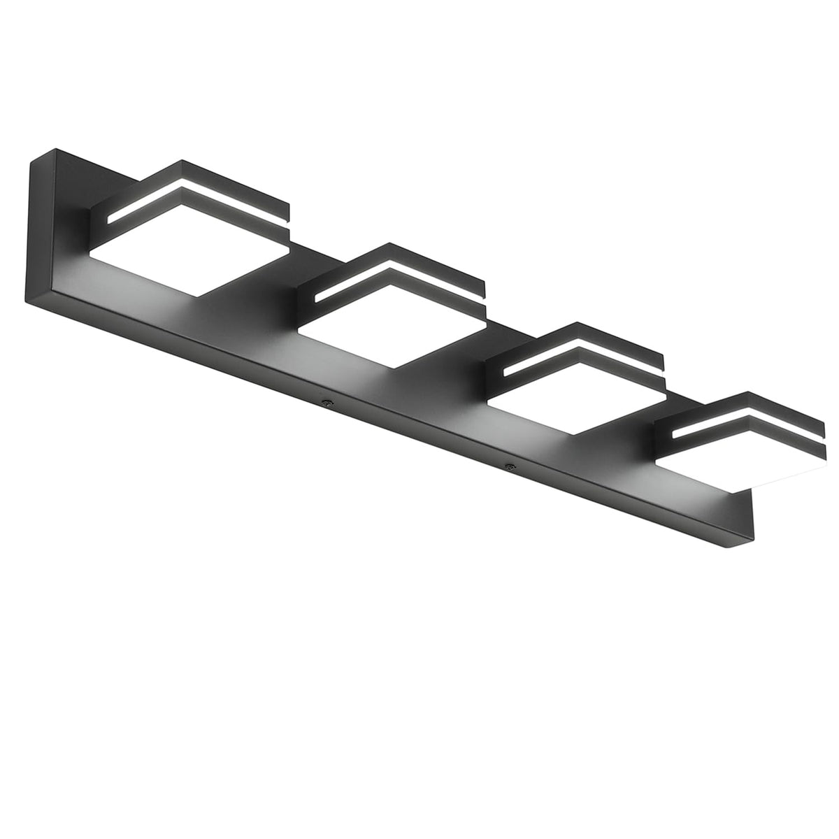 SineRise LED Modern Bathroom Vanity Light Fixtures, Modern Acrylic Bathroom Wall Lighting Fixtures Over Mirror, 4-Light, 30-Inch, Black, 100%-0% White