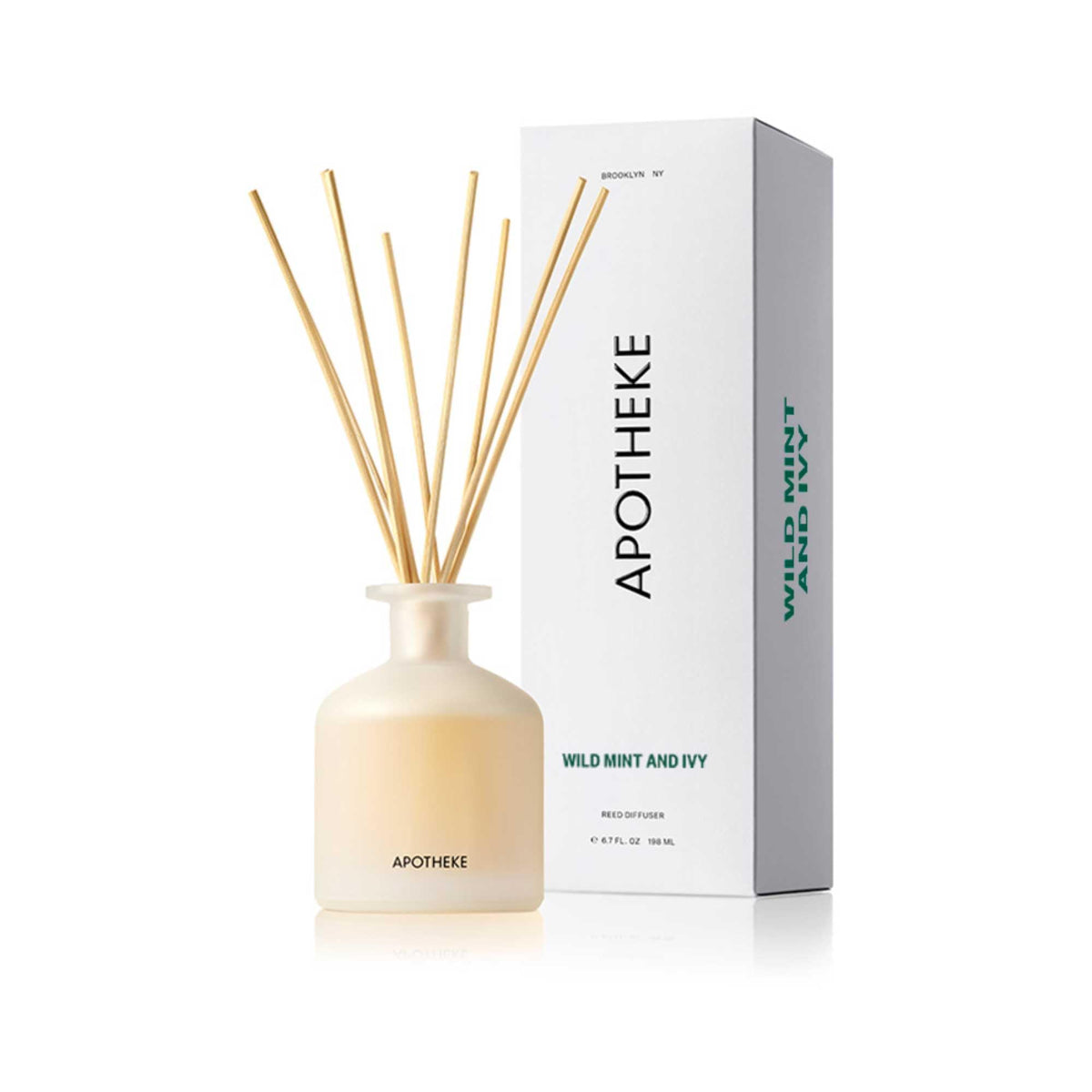 Apotheke Scented Reed Diffuser for Home, Wild Mint & Ivy, 10 Reed Sticks