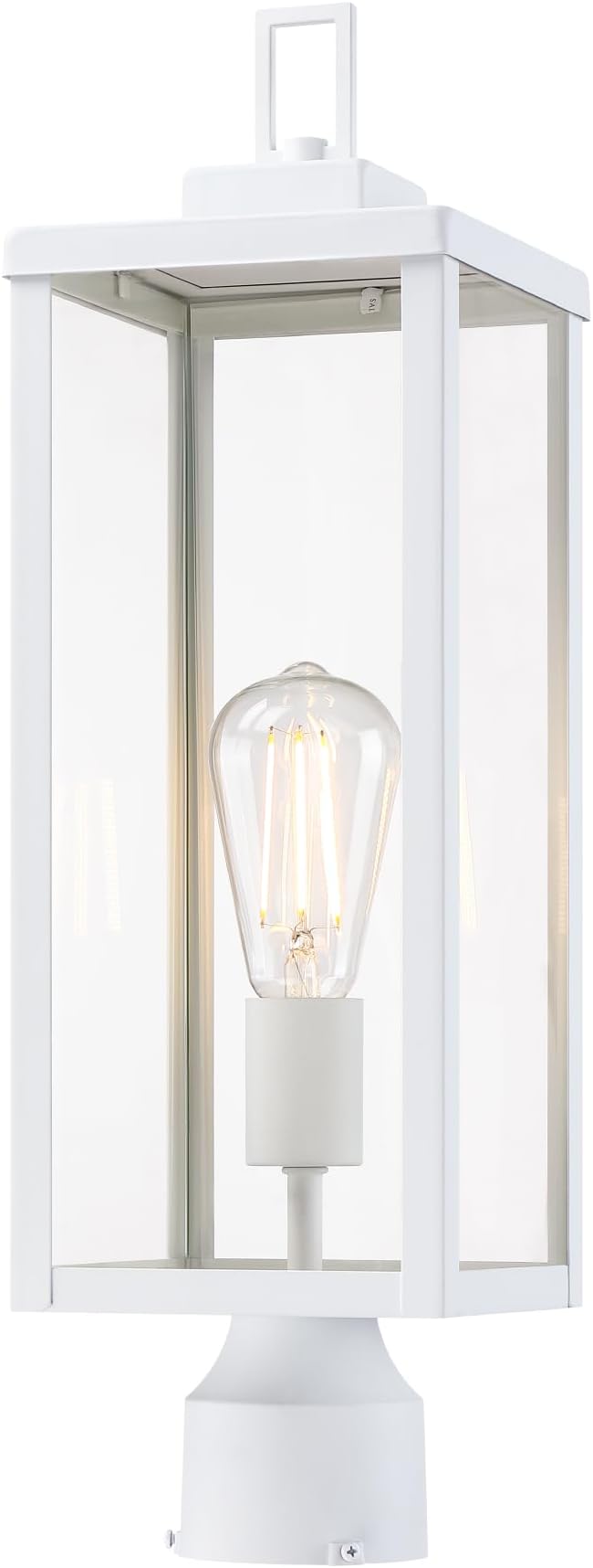 GRUENLICH Outdoor Lamp Post Light Fixtures, Exterior Pole Lantern with Tempered Glass, 20.5 Inch Fence Post Lighting for Garden Yard Pathway, White, 1 Pack