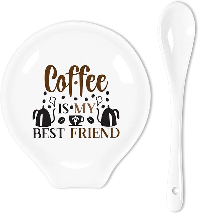 Funny Colour Coffee Spoon Rest-Coffee Ceramic Spoon Holder-Coffee Station Bar Accessories- Coffee is My Best Friend Sig