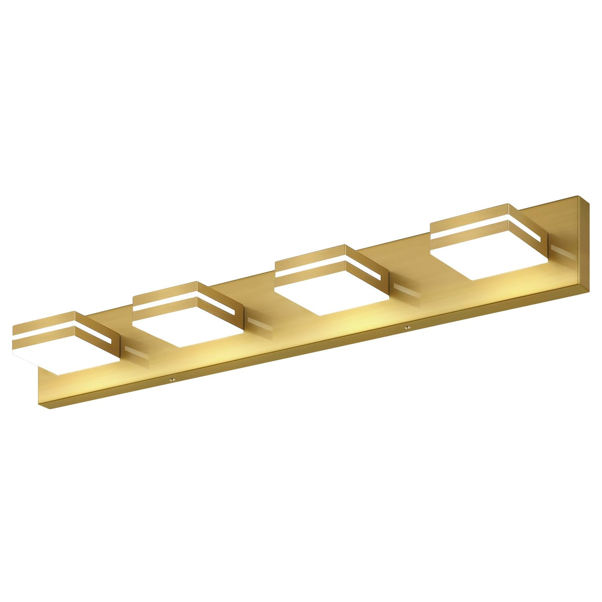 SineRise LED Modern Bathroom Vanity Light Fixtures, Modern Acrylic Bathroom Wall Lighting Fixtures Over Mirror, 4-Light, 30-Inch, Brass, 100%-0% White