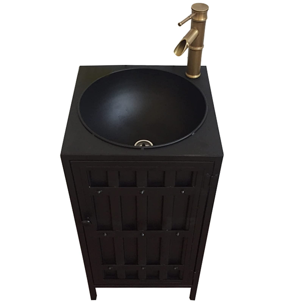 Classic Modern Bathroom Single Vanity Unit, Free Standing Industrial Style Vanity Unit with Basin Storage Furniture with Faucet and Drain 40 40 80cm,Grey,with Mirror (Black Without Mirror)