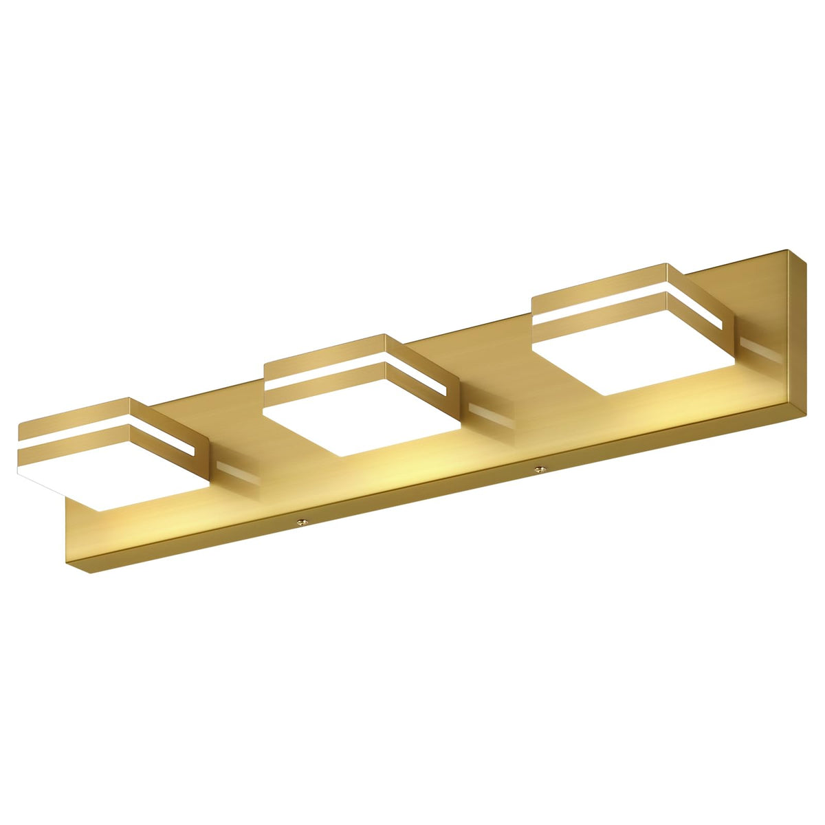SineRise LED Modern Bathroom Vanity Light Fixtures, Modern Acrylic Bathroom Wall Lighting Fixtures Over Mirror, 3-Light, 24-Inch, Brass, 100%-0% White