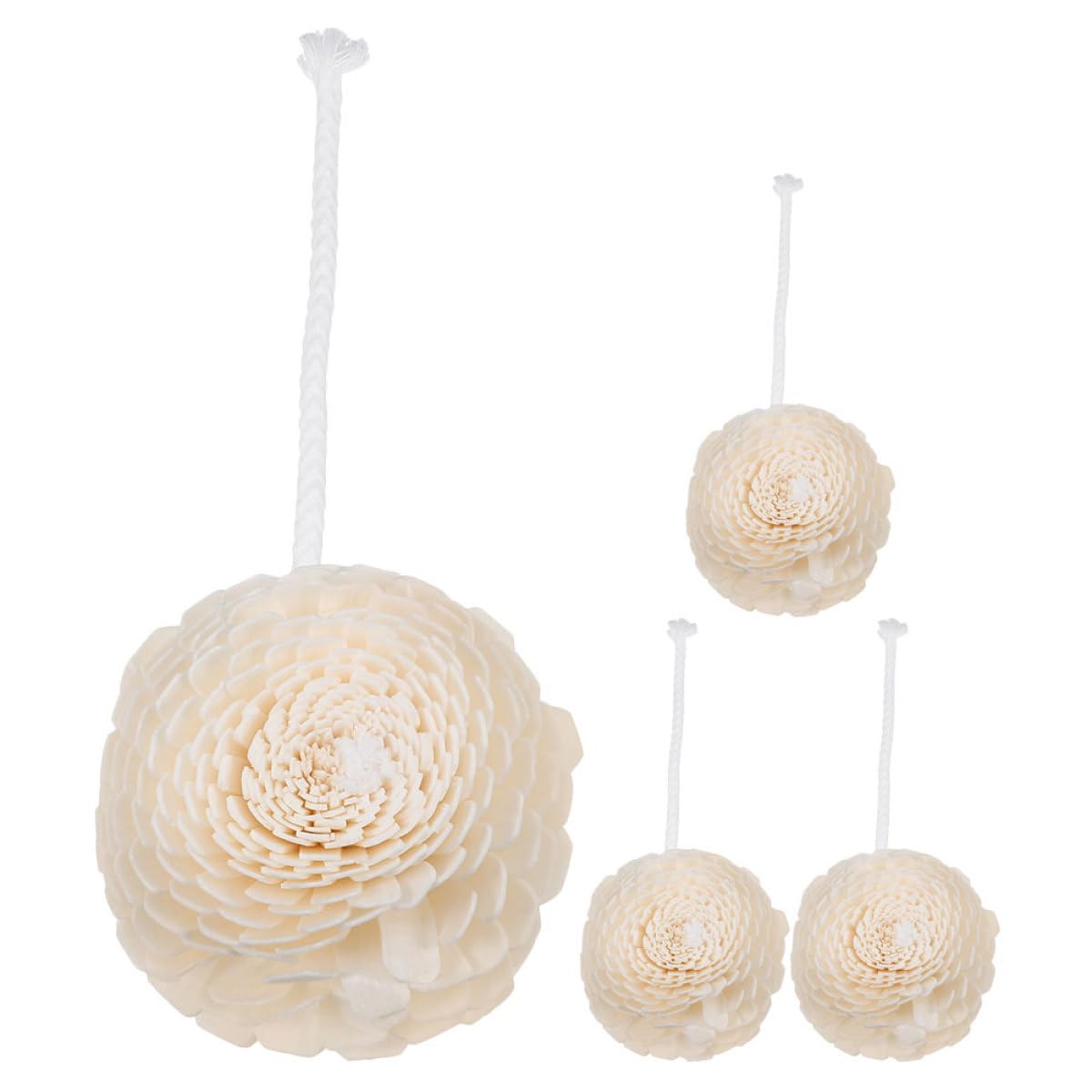 VILLCASE 4pcs Natural Essential Oil Diffuser Replacement Cotton Rope Flower Heads Set for Home Fragrance Aromatherapy Reed Diffuser Refill Accessories