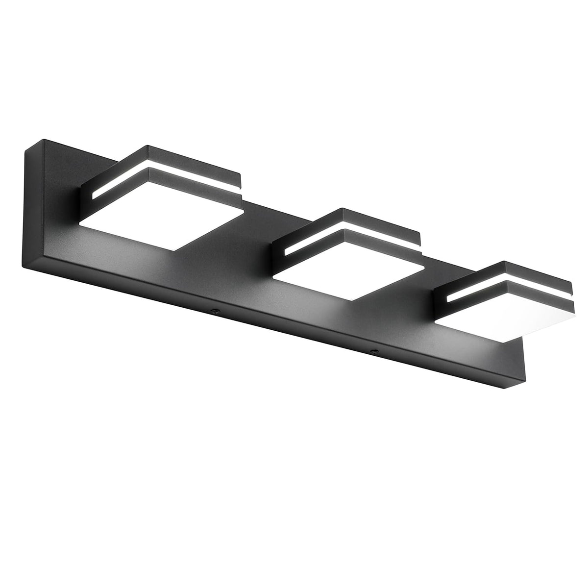 SineRise LED Modern Bathroom Vanity Light Fixtures, Modern Acrylic Bathroom Wall Lighting Fixtures Over Mirror, 3-Light, 24-Inch, Black, 100%-0% White