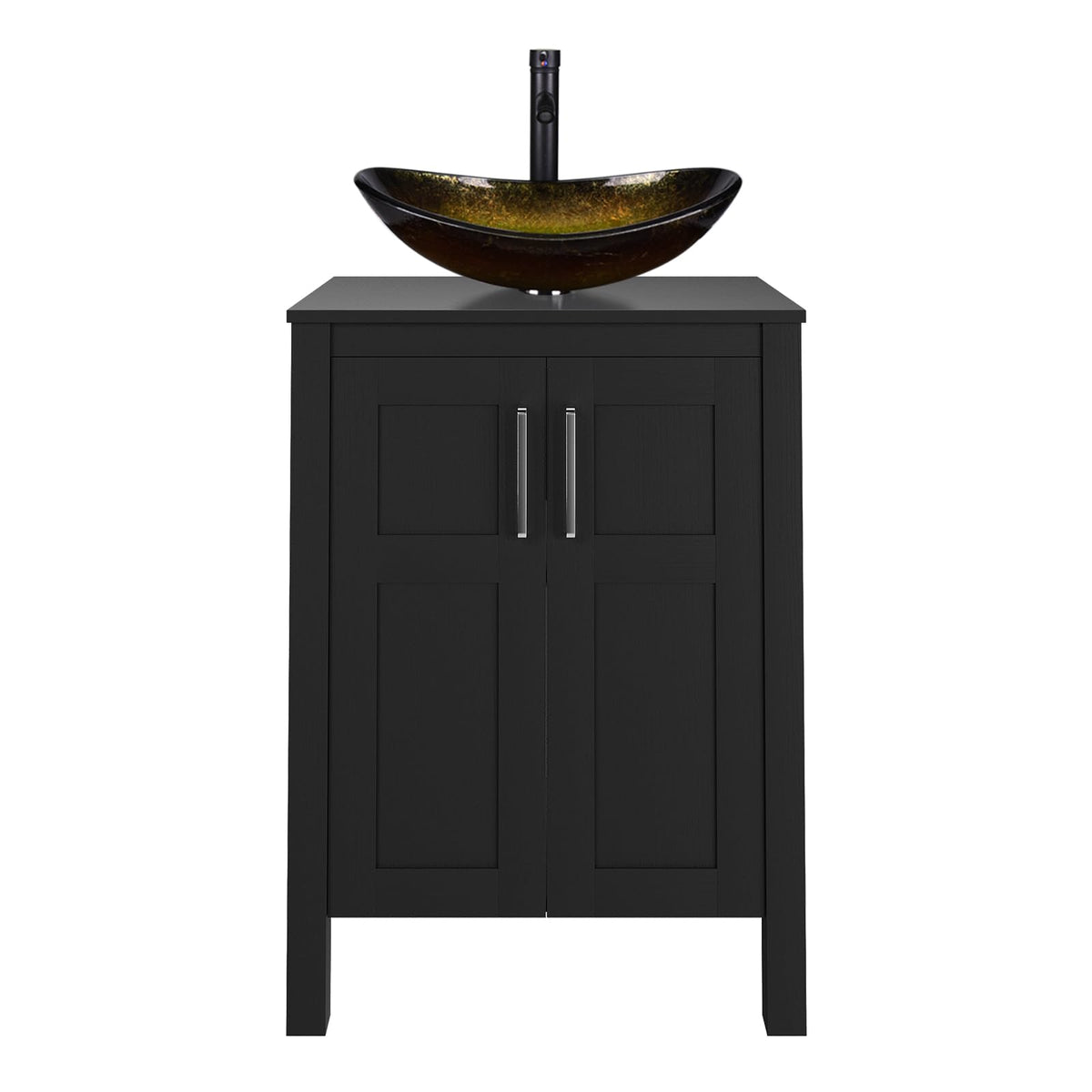 YOURLITE 24" Black Bathroom Vanity with Vessel Sink, Yellow Black Sink