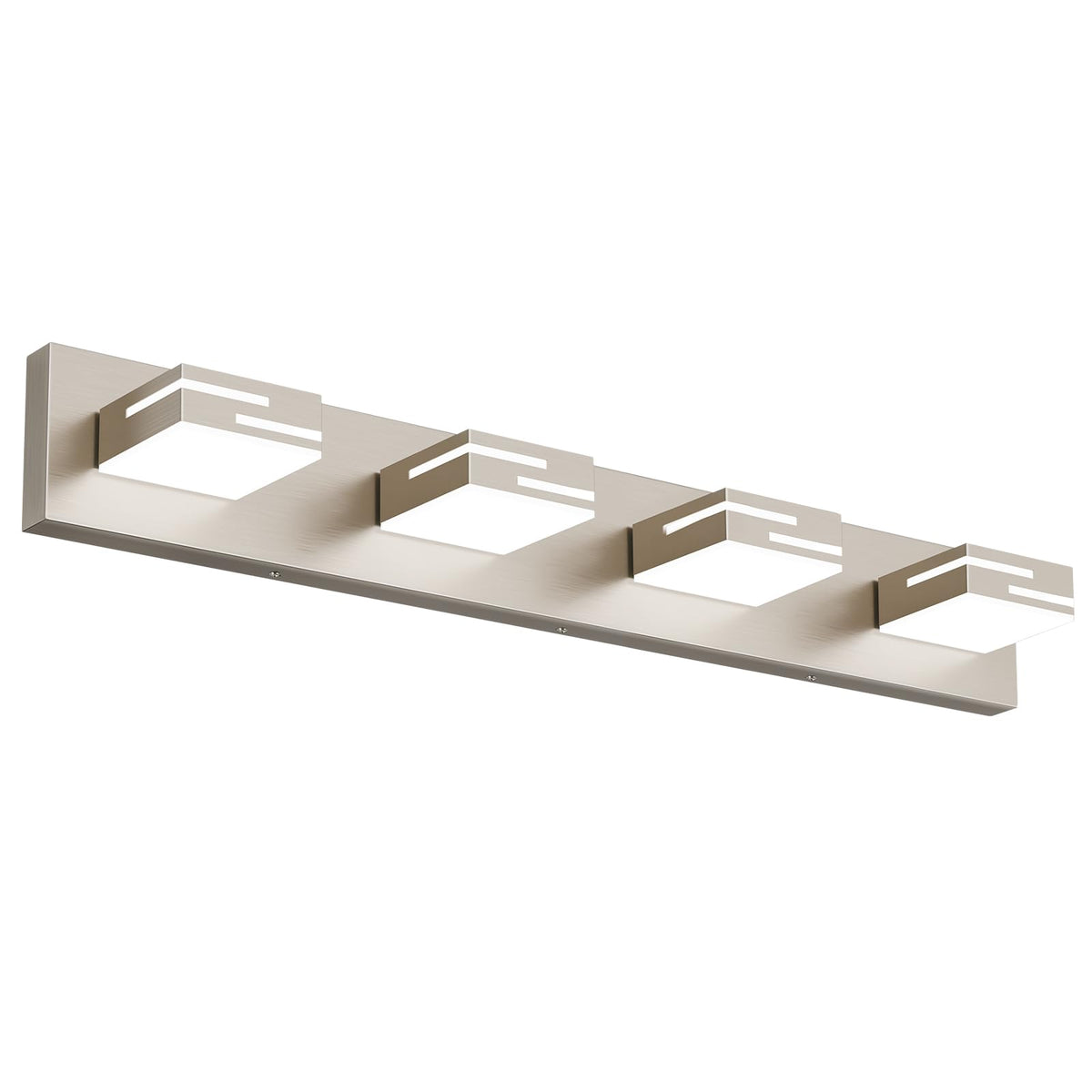 LKHF LED Modern Bathroom Vanity Light Fixtures, Dimmable Brushed Nickel Vanity Lights for Bathroom Lighting Fixtures Over Mirror, with 360° Rotatable Acrylic Heads 4-Light 30-inch (Cool White 6000K)