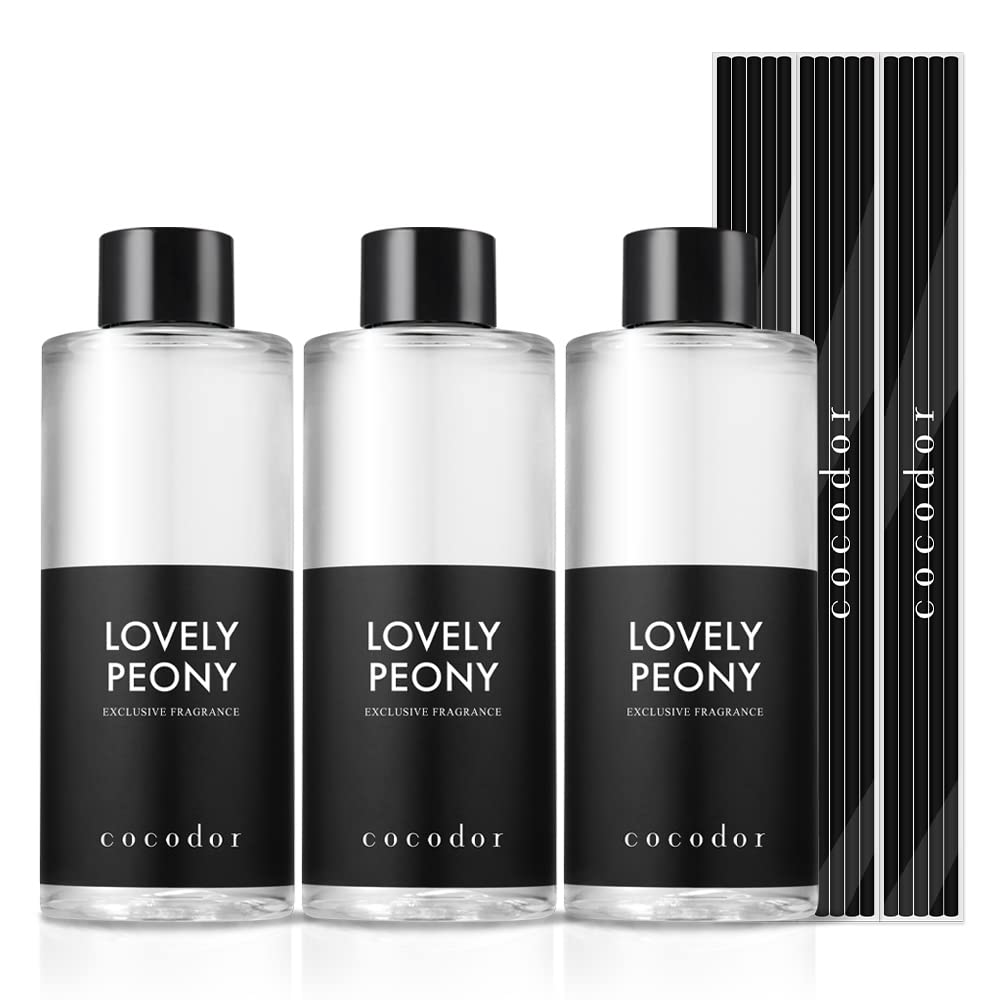 COCODOR Reed Diffuser Oil Refill/Lovely Peony/6.7oz(200ml)/3 Pack/Aroma Therapy, Home Fragrance, Scented Oils, Oils for Reed Diffuser, Office Décor, Decoration