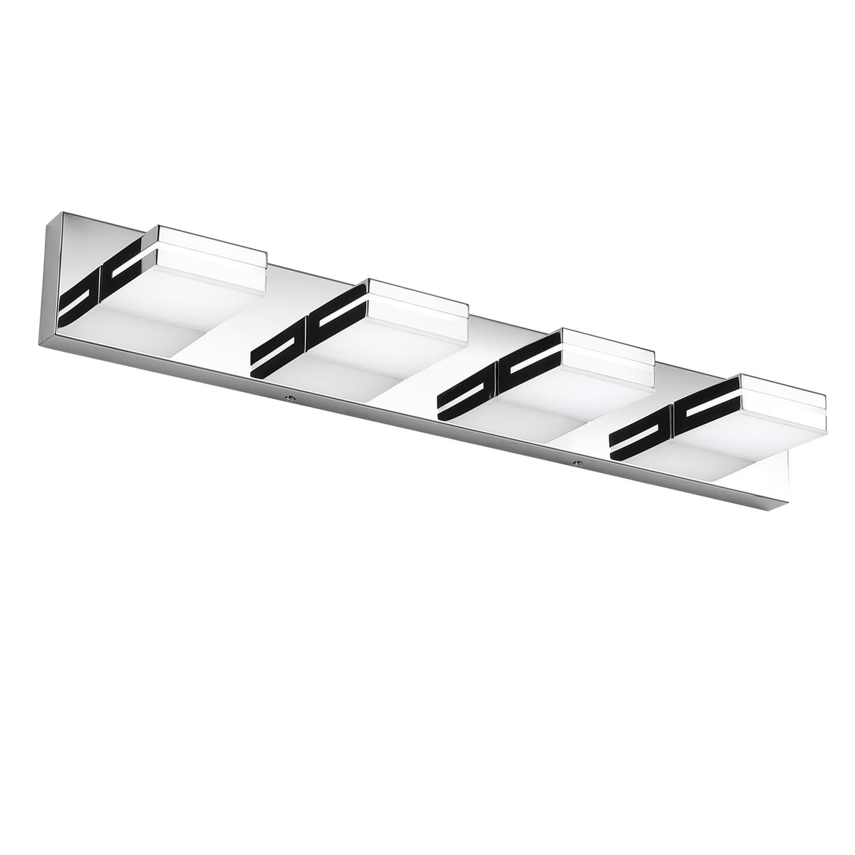 SineRise LED Modern Bathroom Vanity Light Fixtures, Modern Acrylic Bathroom Wall Lighting Fixtures Over Mirror, 4-Light, 30-Inch, Chrome, 100%-0% White