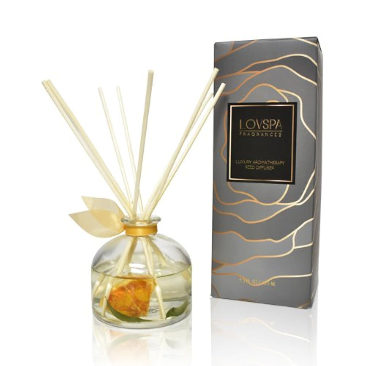 LOVSPA Reed Diffuser Set, Mandarin Lime & Basil Scented Oil Diffuser with Sticks, Home Fragrance Accessories for Bathroom Shelf Decor, Aroma Diffusers for Home or Office Desk, USA Made