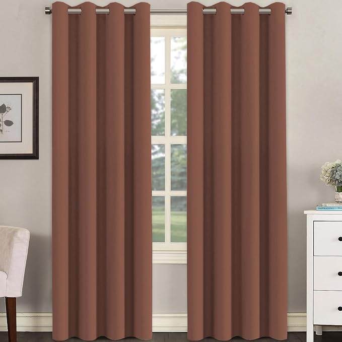 H.VERSAILTEX Room Darkening Curtains for Living Room Light Reducing Thermal Insulated Window Treatment Panels/Drapes Grommet Top 2 Panels (Washed Spice - 52 x 96 Inches)