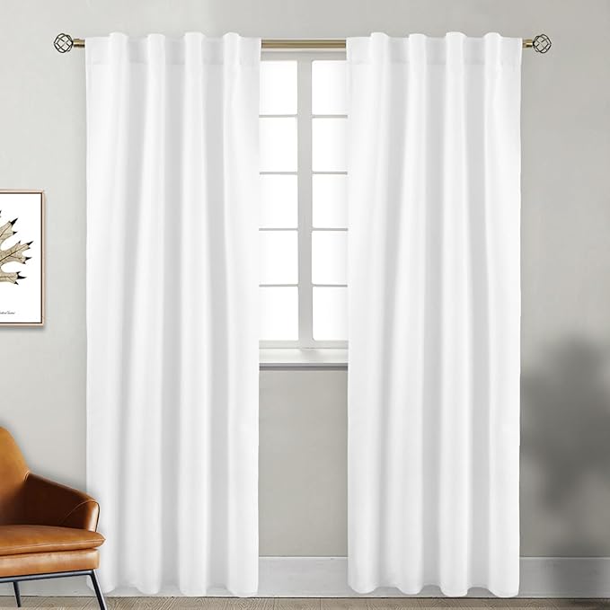 BGment Pure White Room Darkening Curtains 84 Inch - Rod Pocket and Back Tab Thermal Curtains for Bedroom Home Decor Curtains for Living Room, 2 Window Curtain Panels, 38 x 84 Inch