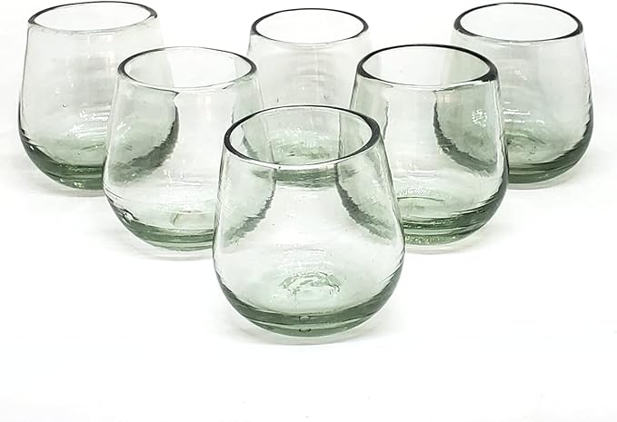 Clear 6 oz Roly Poly Glasses (set of 6), Recycled Glass, Lead-free, Toxin-Free (6 oz Roly Poly)