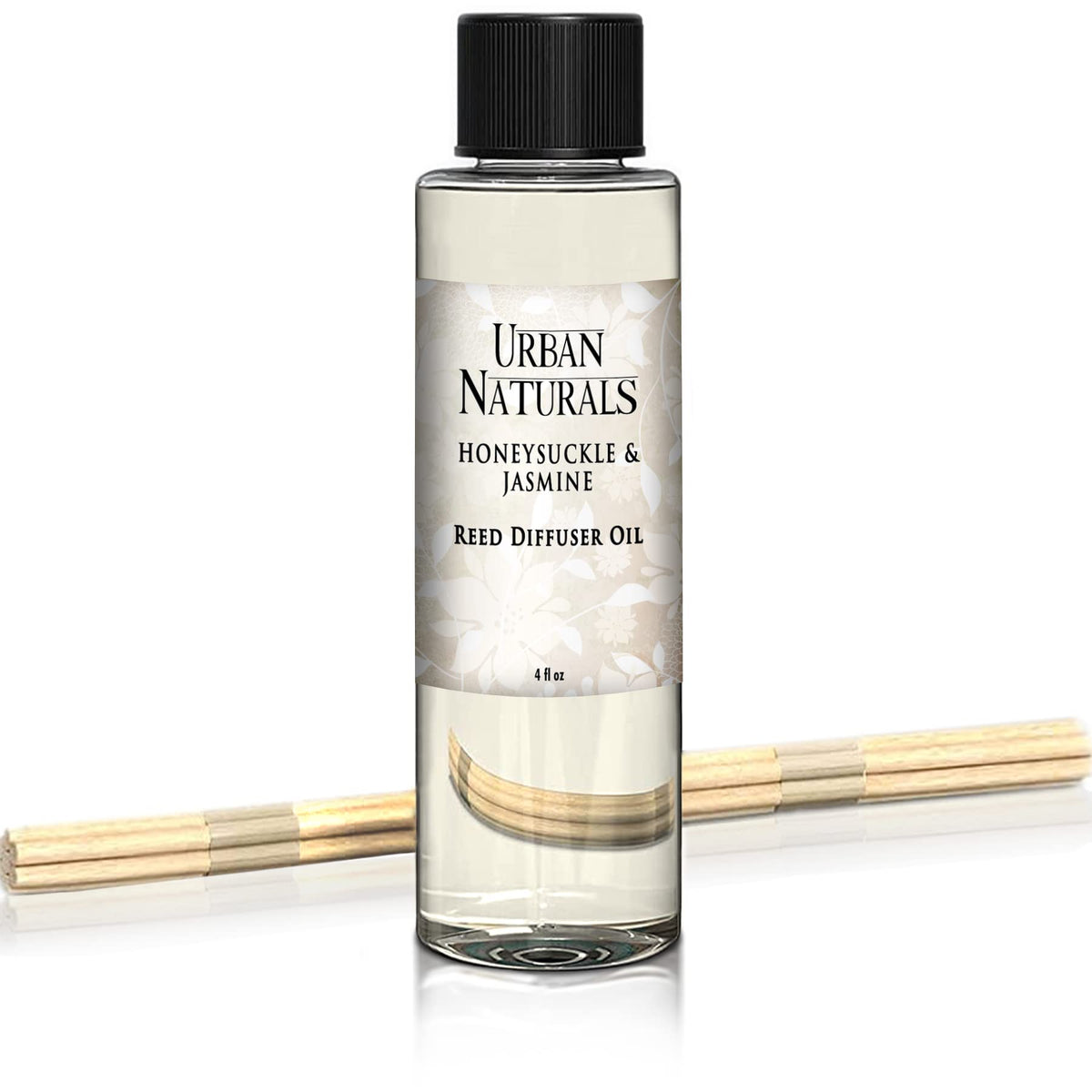 Urban Naturals Honeysuckle & Jasmine Reed Diffuser Oil Refill | Beautiful Floral Fragrance | Hyacinth, Neroli, Iris, Rose & Lily of the Valley | Includes Free Set of Reed Sticks! Made in the USA