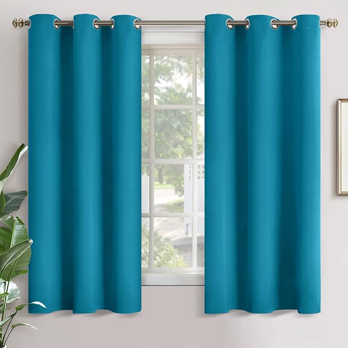 YoungsTex Teal Blue Blackout Curtains for Bedroom - Thermal Insulated Drapes with Grommet Room Darkening Privacy for Living Room, 2 Panels, 42 x 63 Inch