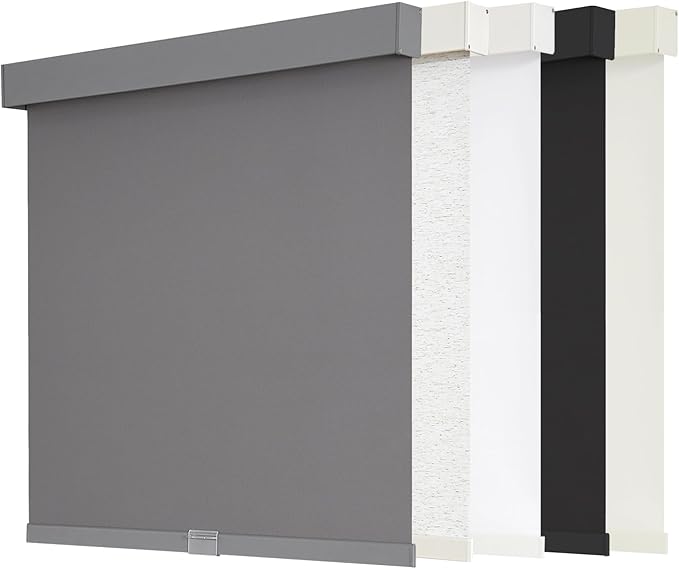 AOSKY Blackout Roller Shades Cordless Blinds for Windows, Free-Stop Shades with Valance, Thermal Insulated Fabric, UV Protection, Natural Woven Blinds for Home and Office (71" W x 72" H, Grey)