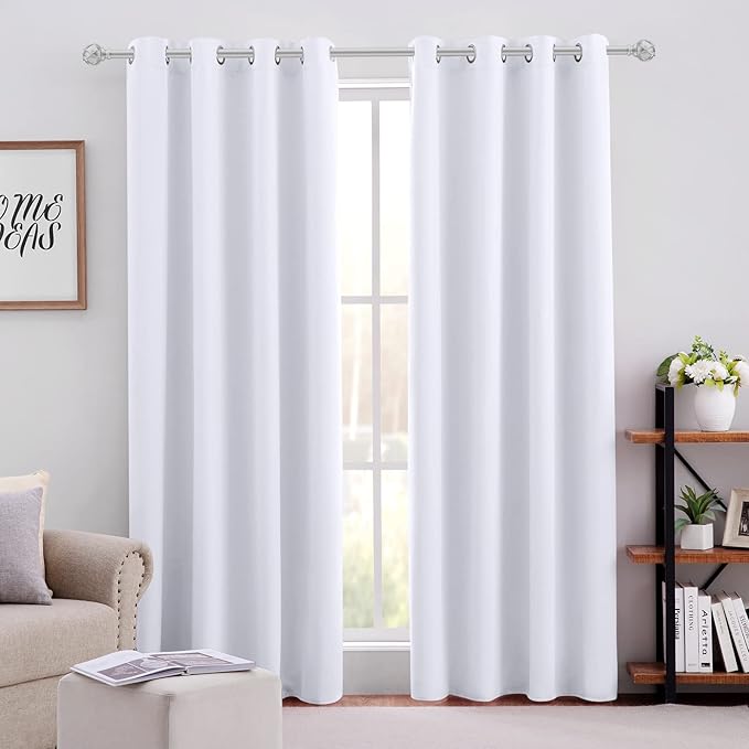 HOMEIDEAS Blackout Curtains (Pure White, 52 X 96 Inch)