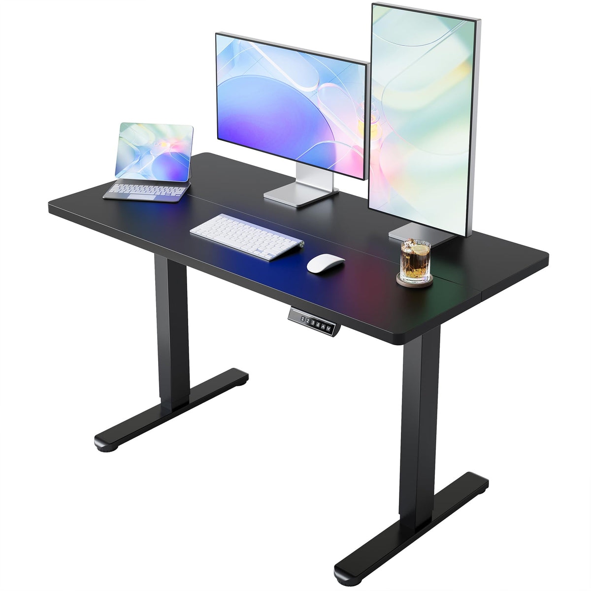 HUANUO 55x28 Inch Electric Standing Desk, Height Adjustable, Black
