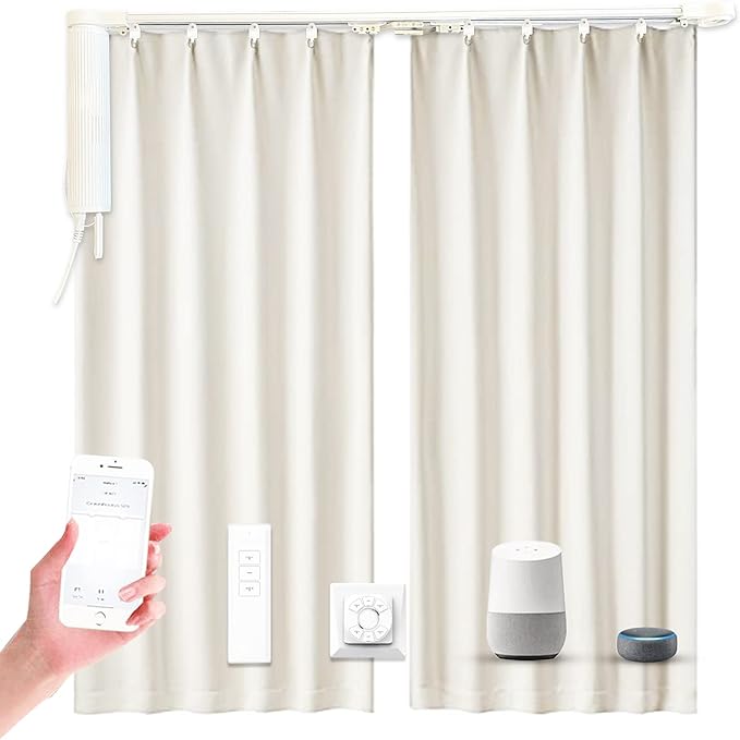 OlideSmart DIY WiFi Smart Automatic Curtain Motor Track System, Automatic Curtain Motor, Blinds Tracks, Length can be Customized (White, 8.2m)