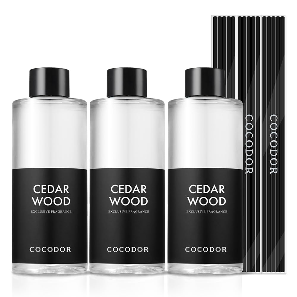 COCODOR Reed Diffuser Oil Refill/Cedar Wood /6.7oz(200ml) / 3 Pack/Home Fragrance, Scented Oils, Oils for Reed Diffuser, Bathroom Home Decor