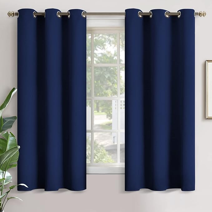 YoungsTex Navy Blue Blackout Curtains 63 Inches Long for Bedroom - Room Darkening Drapes with Grommet Thermal Insulated Privacy for Living Room Windows, 2 Panels, 42 x 63 Inch