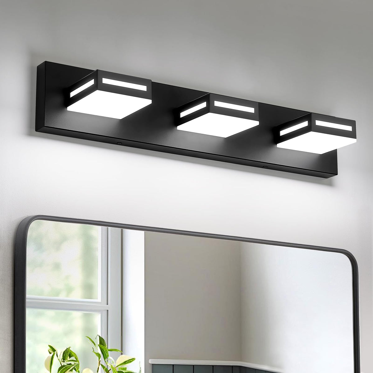 Donrao LED Bathroom Vanity Light Fixtures, 24-inch 3-Light Matte Black