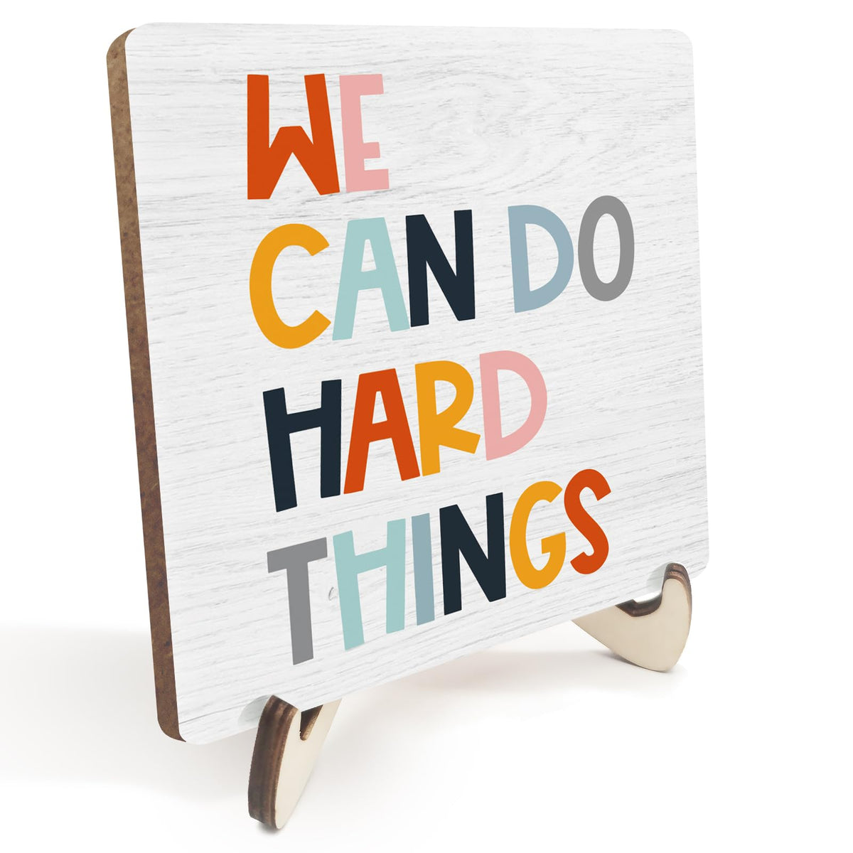Decorative Desk Decor Motivational Affirmations Plaque with Wooden Stand Inspirational Mental Health Wood Sign for Office Nursery Homeschool Classroom Education Reading Corner Table Shelf