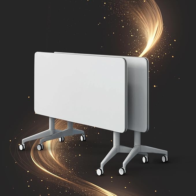 Conference Table, Folding Conference Room Tables, Modern Flip Top Seminar Training Meeting Table with Wheels, Modular Foldable Conference Tables for Home Office Classr (White 2 Pack, 63inch)