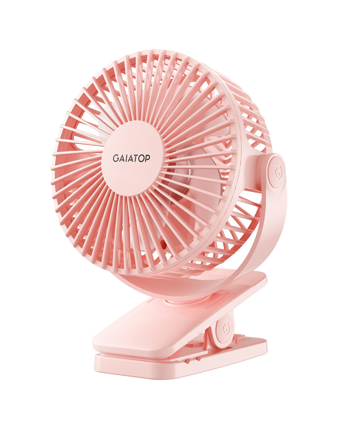 Gaiatop Portable Clip on Fan Battery Operated, Small Powerful 3 Speed Quiet 360° Rotate, USB Rechargeable Mini Personal Cooling Fan for Desk Table Home Office Stroller Camping Women Gifts Pink