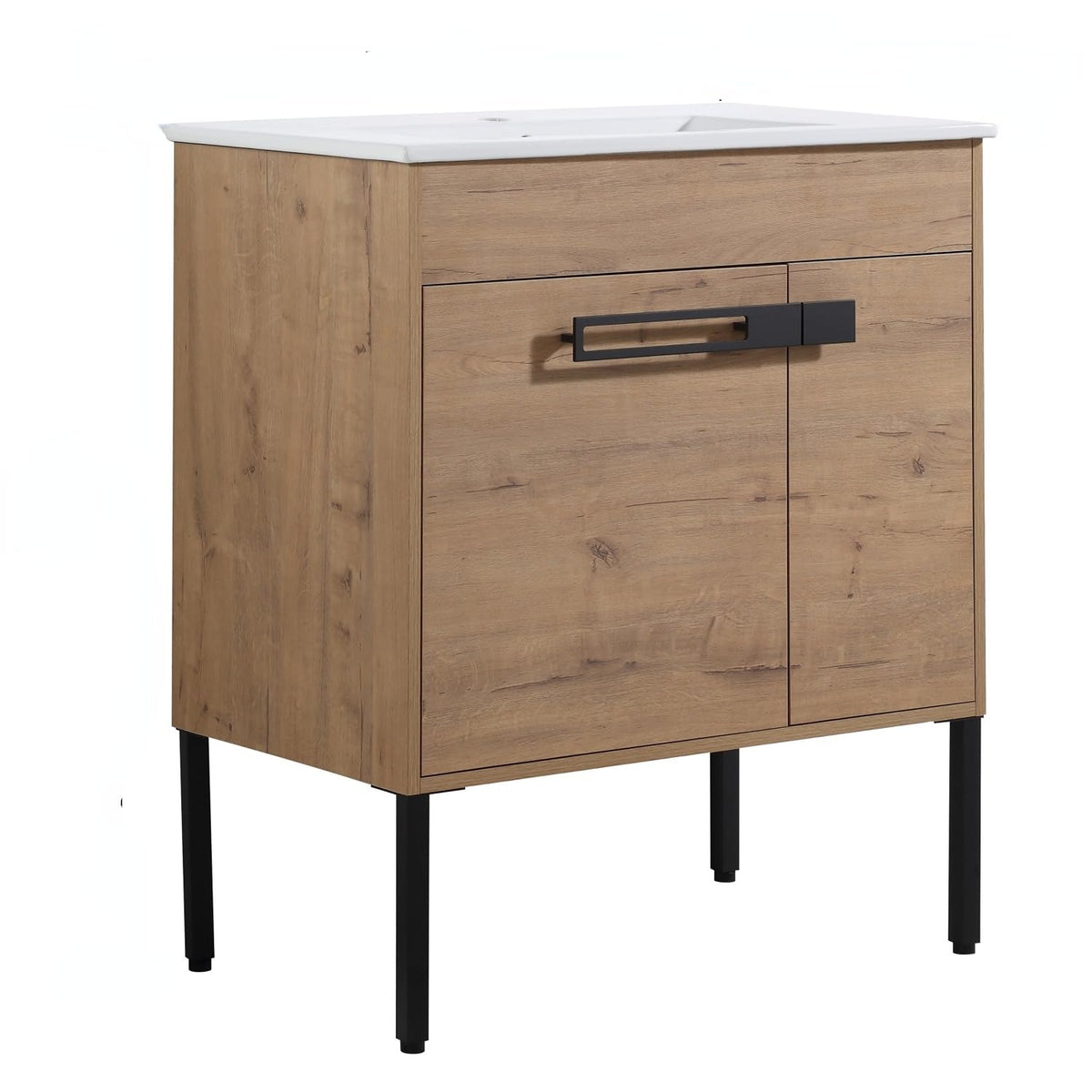 LKTART 30" Bathroom Vanity Ceramic Sink with Two Soft Closing Doors and One Shelf Suit for Small Bathroom Freestanding or Floating