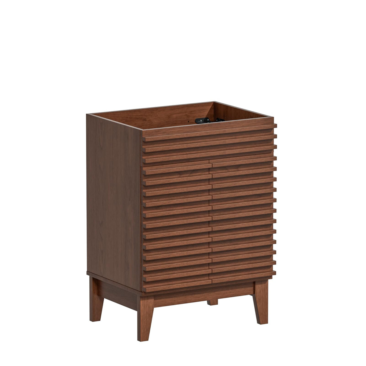 ROOMTEC 24" Bathroom Vanity, Mid-Century Freestanding Bathroom Cabinet Vanity with Storage, Particleboard Frame with Wood Grain Laminate, Walnut (Sink Basin Not Included)