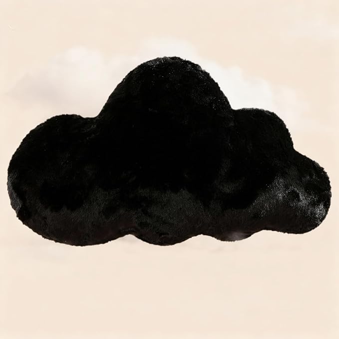 YRXRUS Cloud Pillows, Black Cloud Shaped Pillow, Decorative Throw Pillow Gifts, Cute Plush Room Decor, Fluffy Faux Rabbit Fur 13"x21" Pillows for Living Bedroom Kids Room