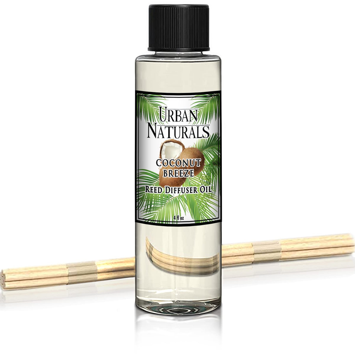Urban Naturals Coconut Breeze Scented Oil Reed Diffuser Refill | Includes a Free Set of Reed Sticks! Warm Coconut, Pineapple and Tahitian Vanilla – 4 oz. Made in the USA
