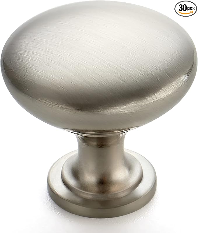 Ravinte 30 Pack Brushed Nickel Round Zinc Cabinet Knobs for Kitchen Bathroom Closet Dresser Cabinets